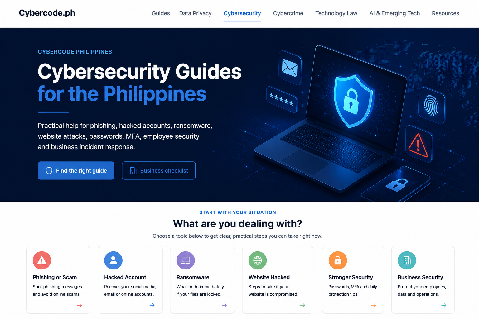 Cybersecurity protection illustration for Cybercode Philippines